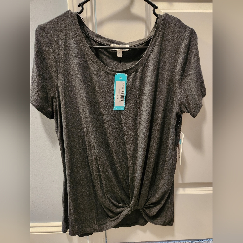 Nine Britton Dark Grey Knot Front Tee